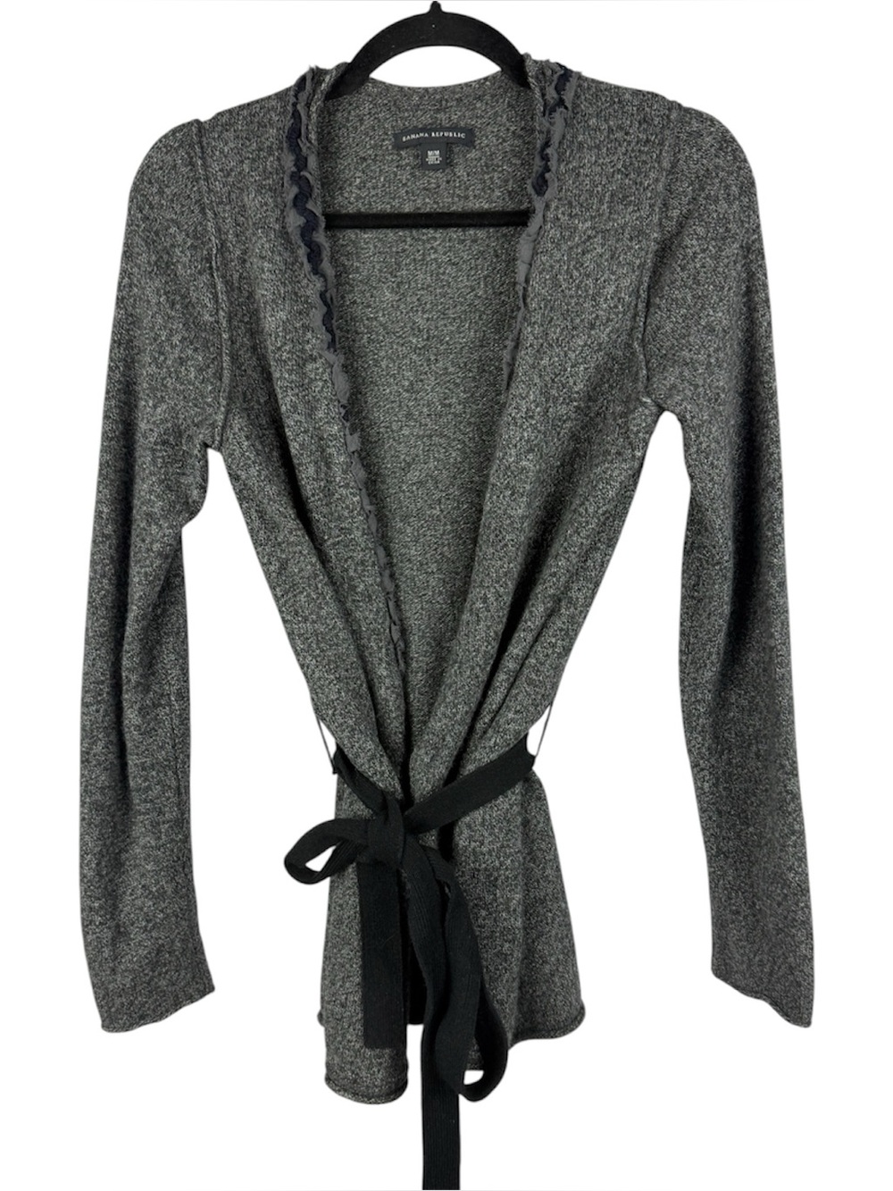 Banana Republic Lambswool Cashmere Blend Belted Cardigan Sweater Grey Medium 